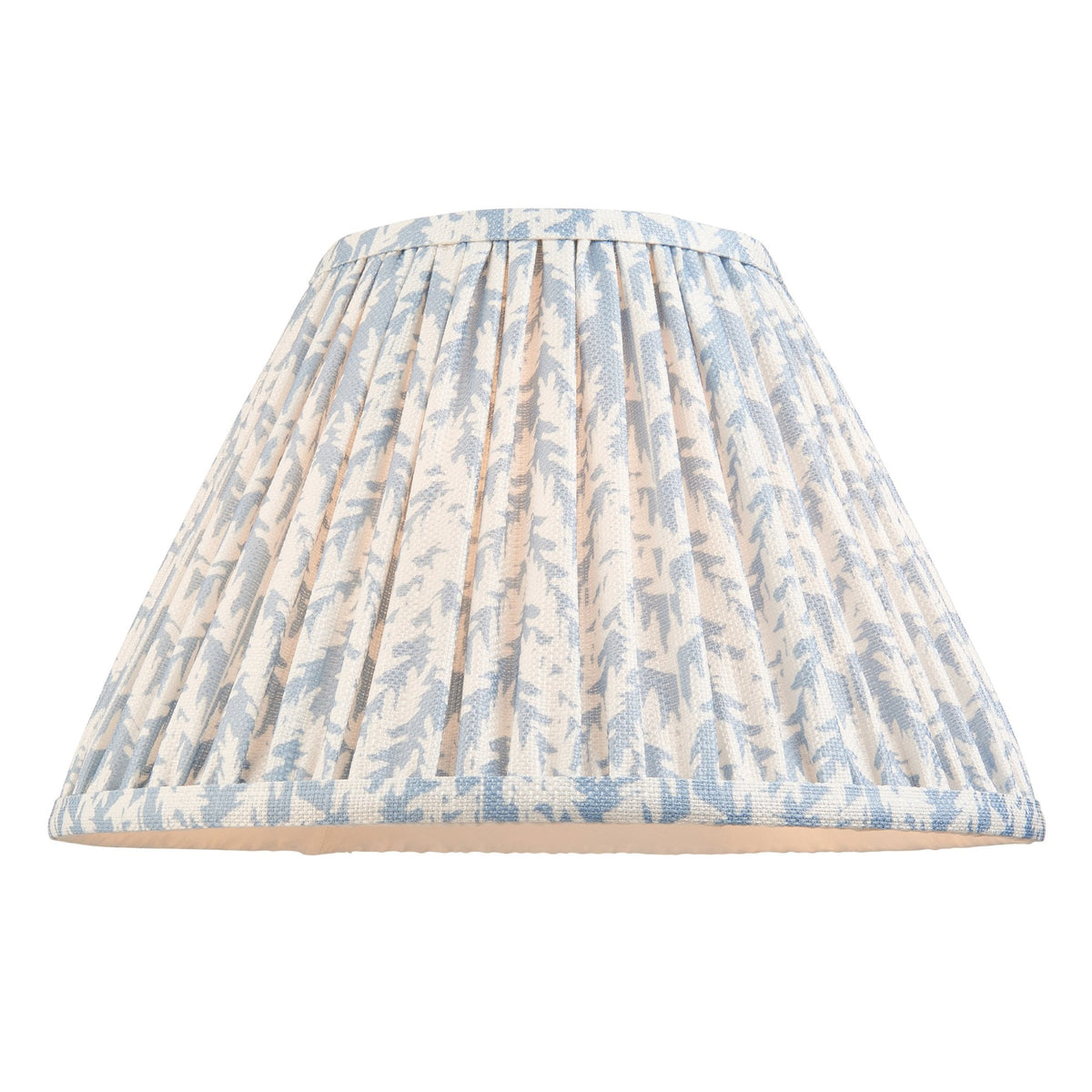 Burley Rechargeable Floor Lamp in Brushed Aged Brass with Leaf 30cm Shell Bay Blue Shade