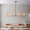 Santiago Four Lamp Linear Pendant in Brushed Aged Brass with Ripple 16cm Coral Pink Shade