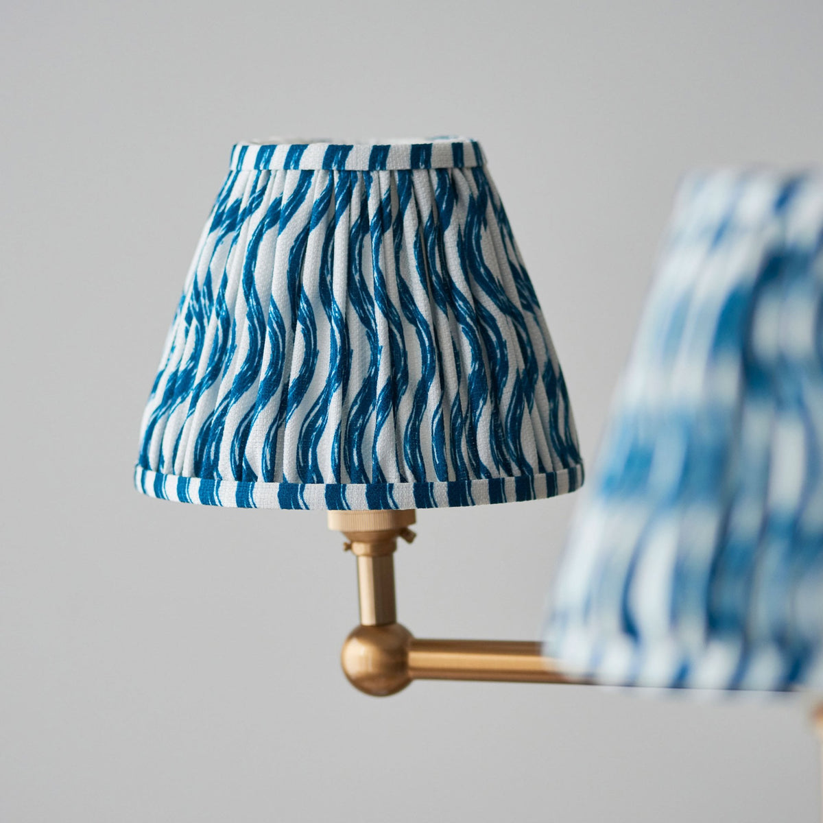 Santiago Five Arm Pendant in Brushed Aged Brass with Ripple 16cm Marlin Blue Shade