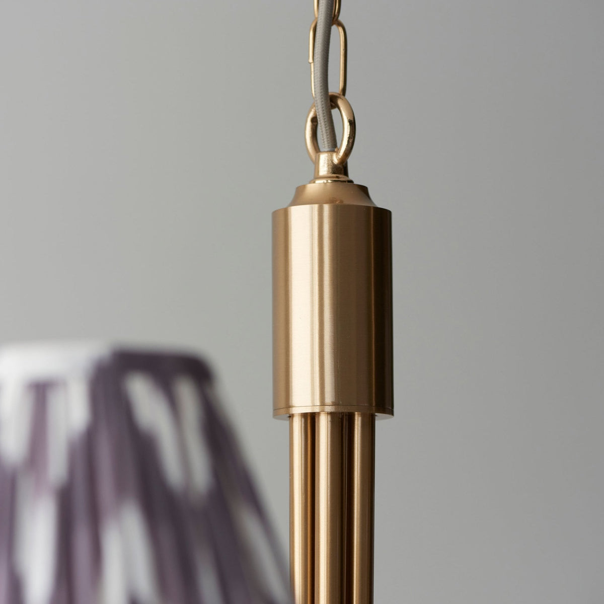 Santiago Curved Five Arm Pendant in Brushed Aged Brass with Zigzag 16cm Pearl Grey Shade