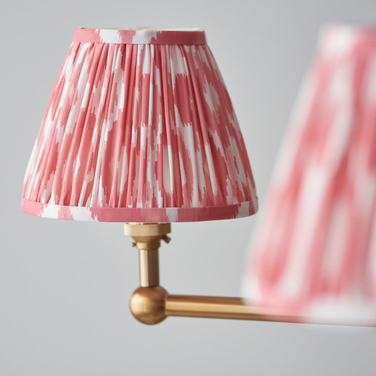 Santiago Five Arm Pendant in Brushed Aged Brass with Ikat 16cm Coral Pink Shade