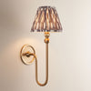 Santiago Curved Wall Light in Brushed Aged Brass with Ikat 16cm Pearl Grey Shade