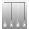 Belstone Wide Ribbed Four Drop Linear Pendant in Beige Stone with Clear Glass