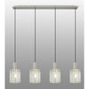 Belstone Wide Ribbed Four Drop Linear Pendant in Beige Stone with Frosted & Clear Glass