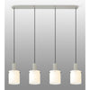 Belstone Wide Ribbed Four Drop Linear Pendant in Beige Stone with Gloss White Glass