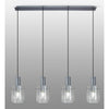 Belstone Wide Ribbed Four Drop Linear Pendant in Dark Grey with Clear Glass