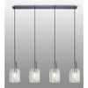 Belstone Wide Ribbed Four Drop Linear Pendant in Dark Grey with Frosted & Clear Glass