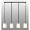 Belstone Wide Ribbed Four Drop Linear Pendant in Dark Grey with Gloss White Glass
