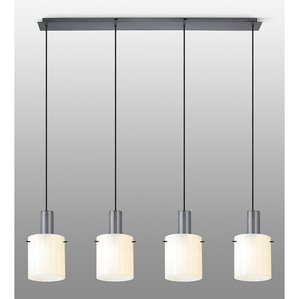 Belstone Wide Ribbed Four Drop Linear Pendant in Dark Grey with Gloss White Glass