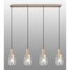 Belstone Wide Ribbed Four Drop Linear Pendant in Light Gold with Clear Glass