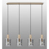 Belstone Wide Ribbed Four Drop Linear Pendant in Light Gold with Smoke Glass