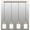 Belstone Wide Ribbed Four Drop Linear Pendant in Light Gold with Gloss White Glass