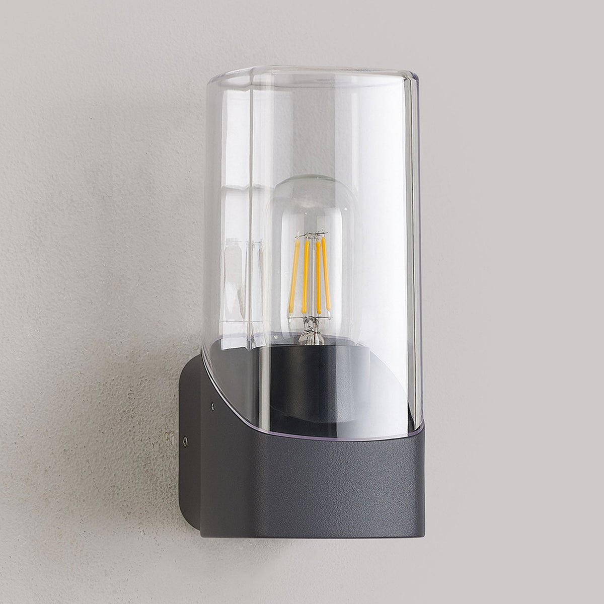 Aspatria Exterior IP44 Wall Light in Dark Grey with Clear Diffuser