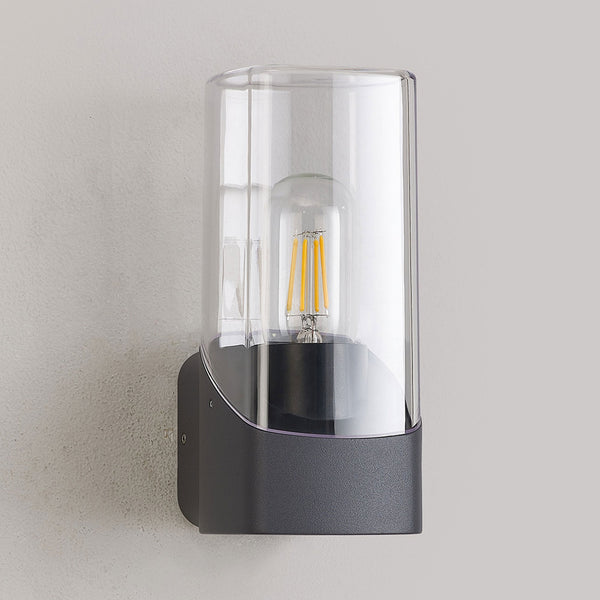 Aspatria Exterior IP44 Wall Light in Dark Grey with Clear Diffuser
