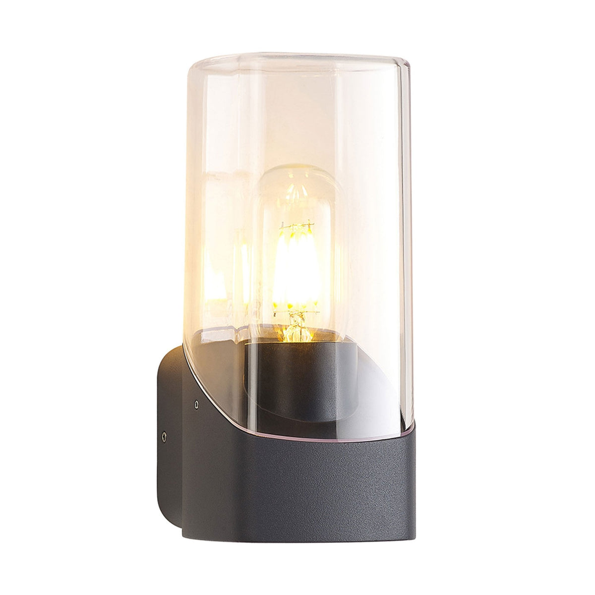 Aspatria Exterior IP44 Wall Light in Dark Grey with Clear Diffuser