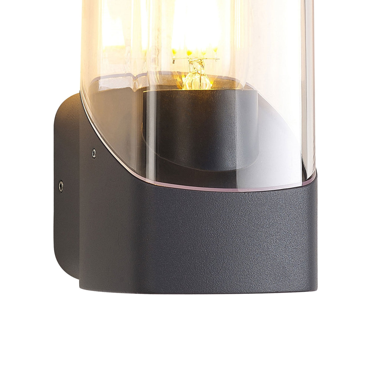 Aspatria Exterior IP44 Wall Light in Dark Grey with Clear Diffuser