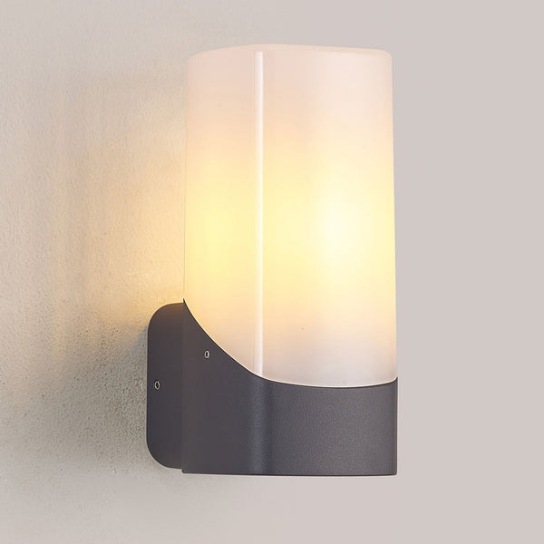 Aspatria Exterior IP44 Wall Light in Dark Grey with Opal Diffuser