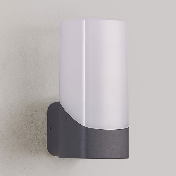 Aspatria Exterior IP44 Wall Light in Dark Grey with Opal Diffuser