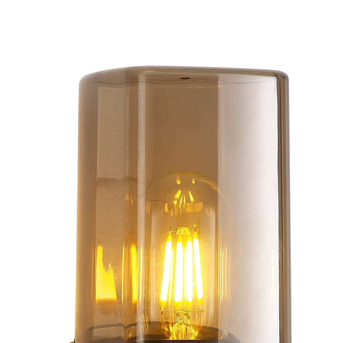 Aspatria Exterior IP44 Wall Light in Dark Grey with Smoke Diffuser