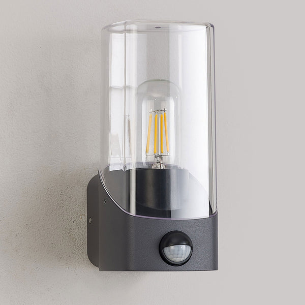 Aspatria PIR Exterior IP44 Wall Light in Dark Grey with Clear Diffuser