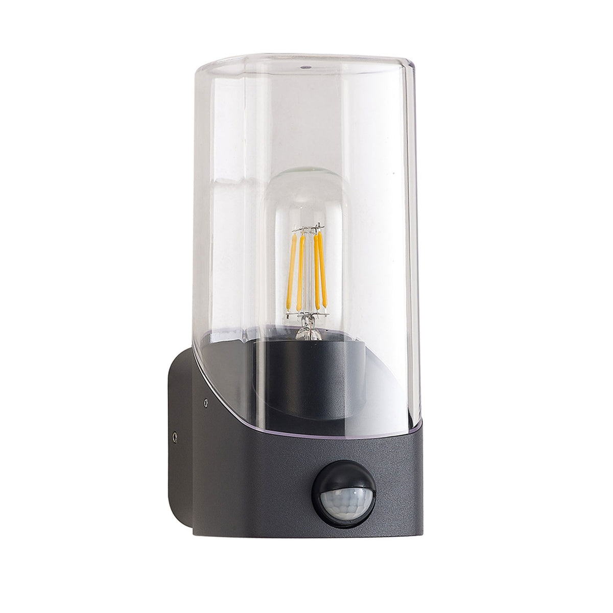 Aspatria PIR Exterior IP44 Wall Light in Dark Grey with Clear Diffuser