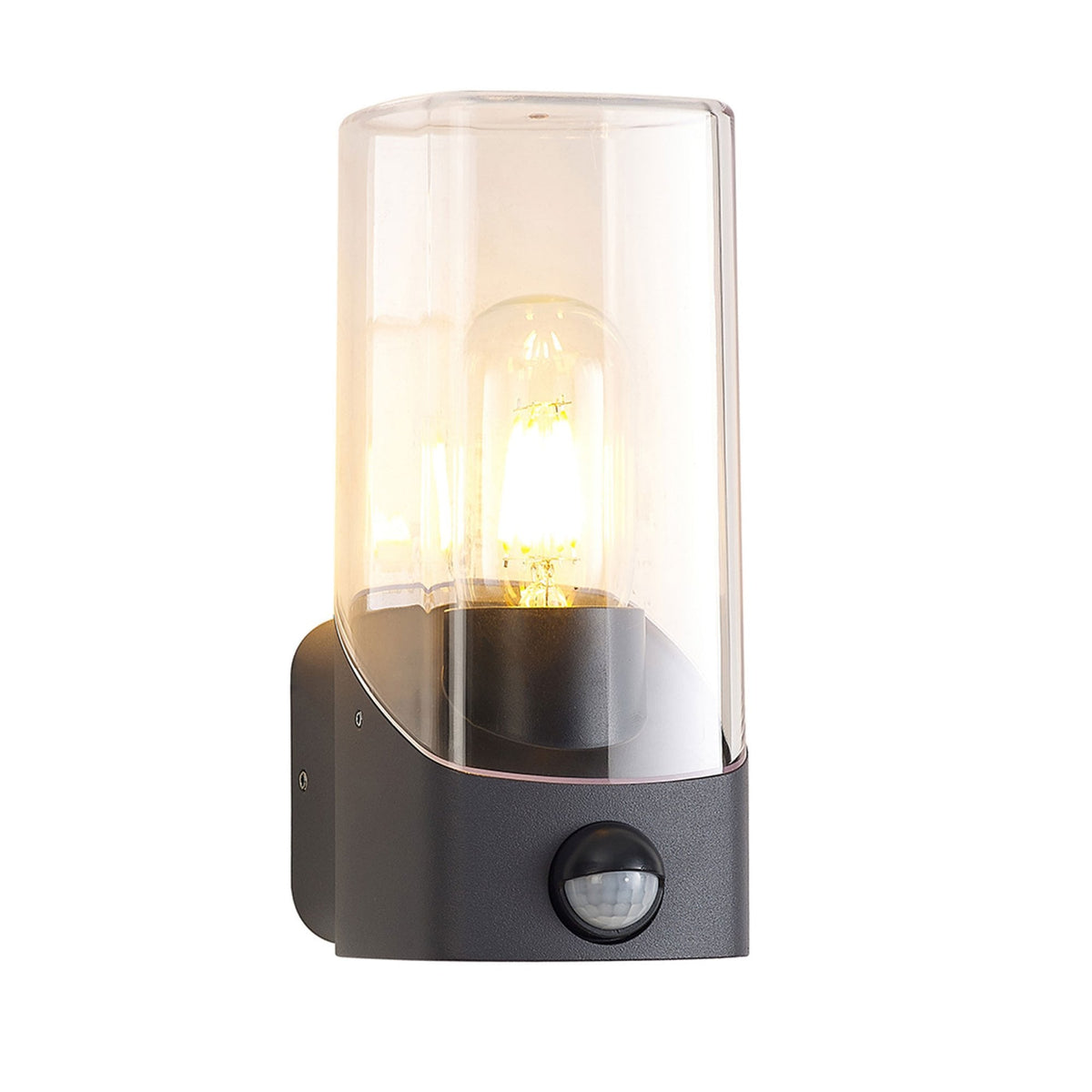 Aspatria PIR Exterior IP44 Wall Light in Dark Grey with Clear Diffuser