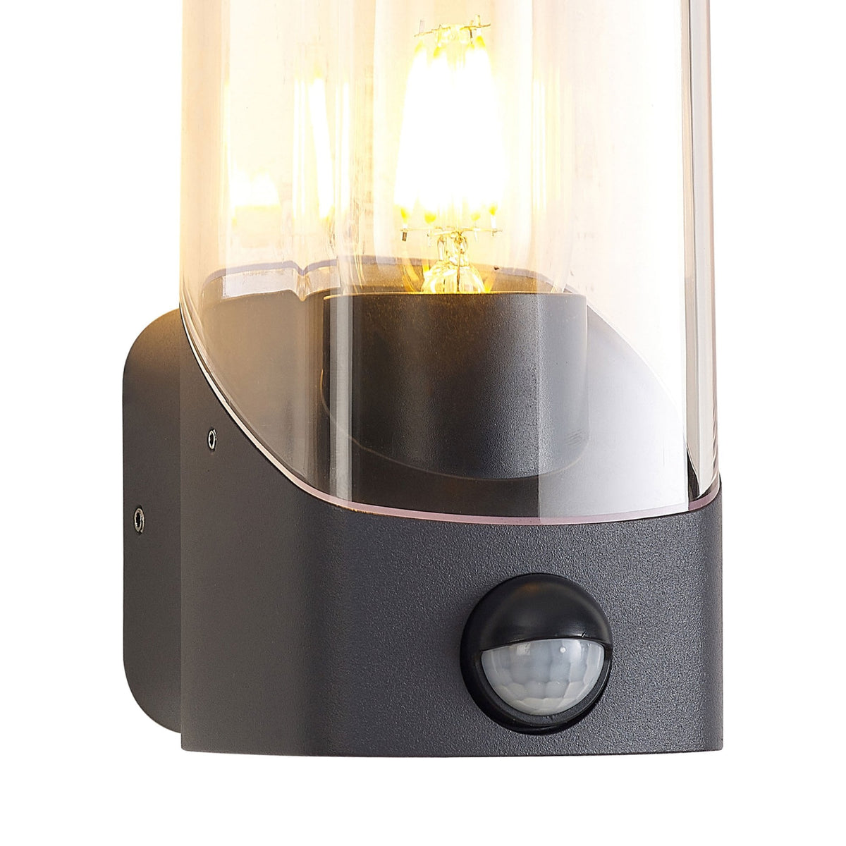 Aspatria PIR Exterior IP44 Wall Light in Dark Grey with Clear Diffuser