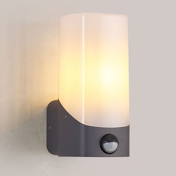 Aspatria PIR Exterior IP44 Wall Light in Dark Grey with Opal Diffuser