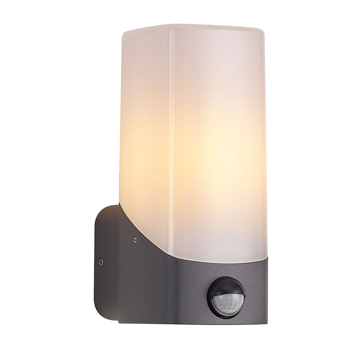 Aspatria PIR Exterior IP44 Wall Light in Dark Grey with Opal Diffuser