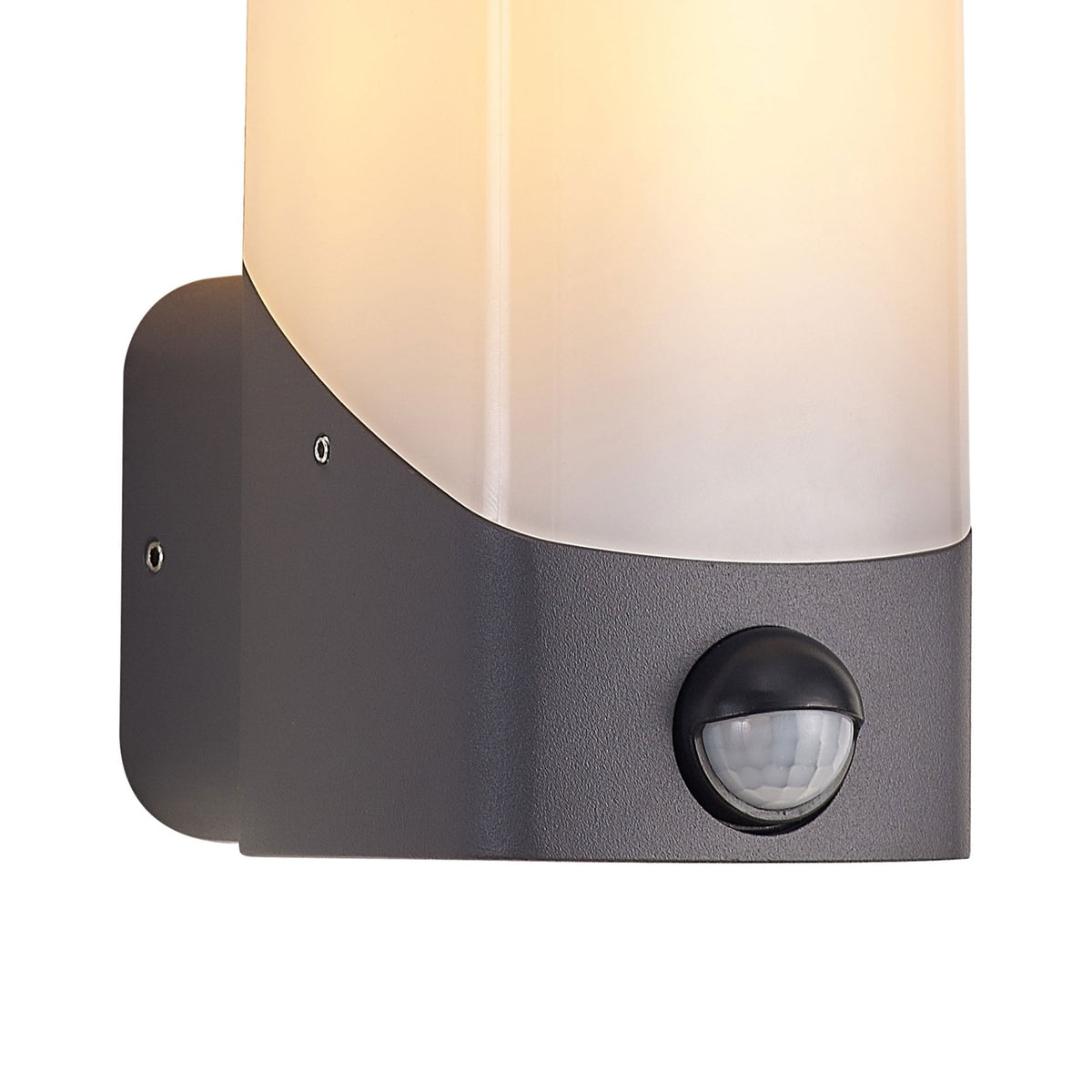 Aspatria PIR Exterior IP44 Wall Light in Dark Grey with Opal Diffuser