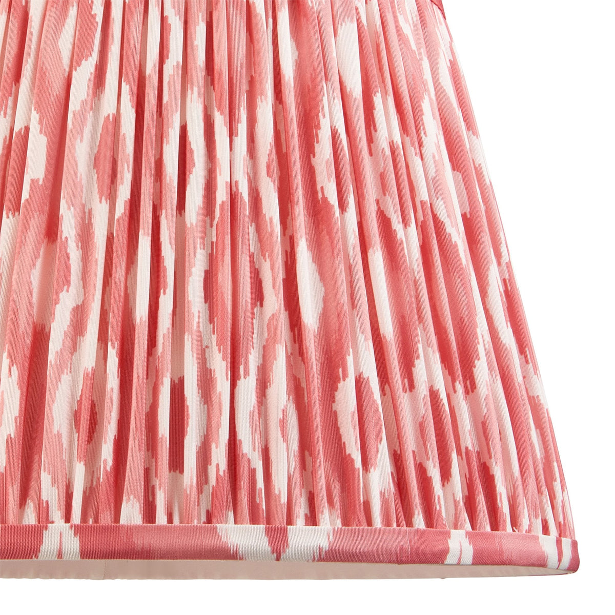 Bobble Ceramic Table Lamp in Gloss White with Ikat 35cm Coral Pink Shade