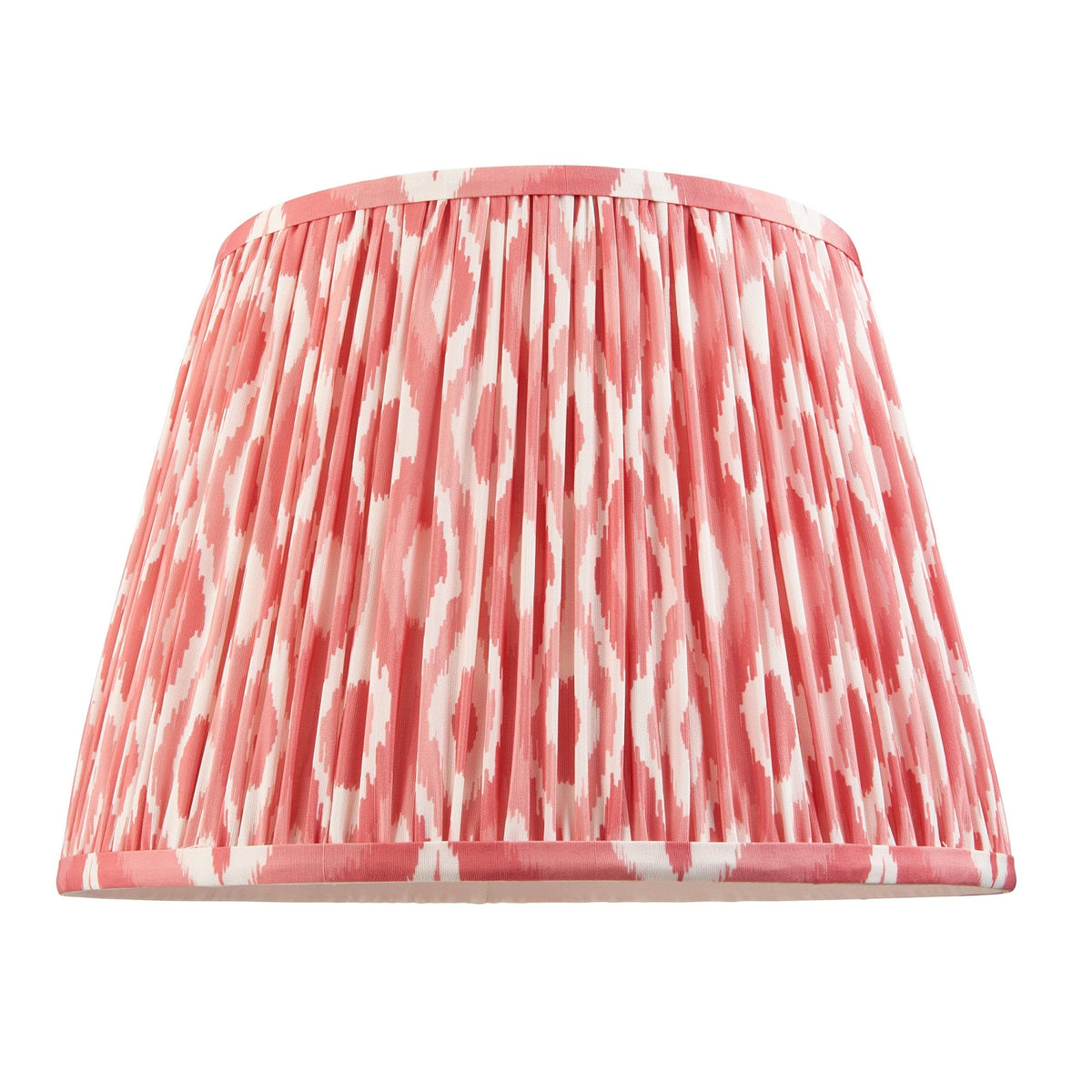 Bobble Ceramic Table Lamp in Gloss White with Ikat 35cm Coral Pink Shade