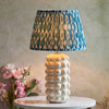 Bobble Ceramic Table Lamp in Gloss White with Ikat 35cm Marlin Blue Shade