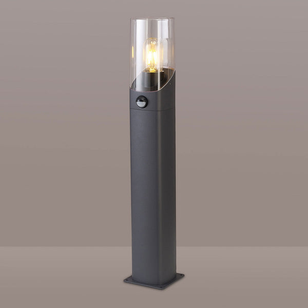 Aspatria PIR 60cm Exterior IP44 Post Light in Dark Grey with Clear Diffuser
