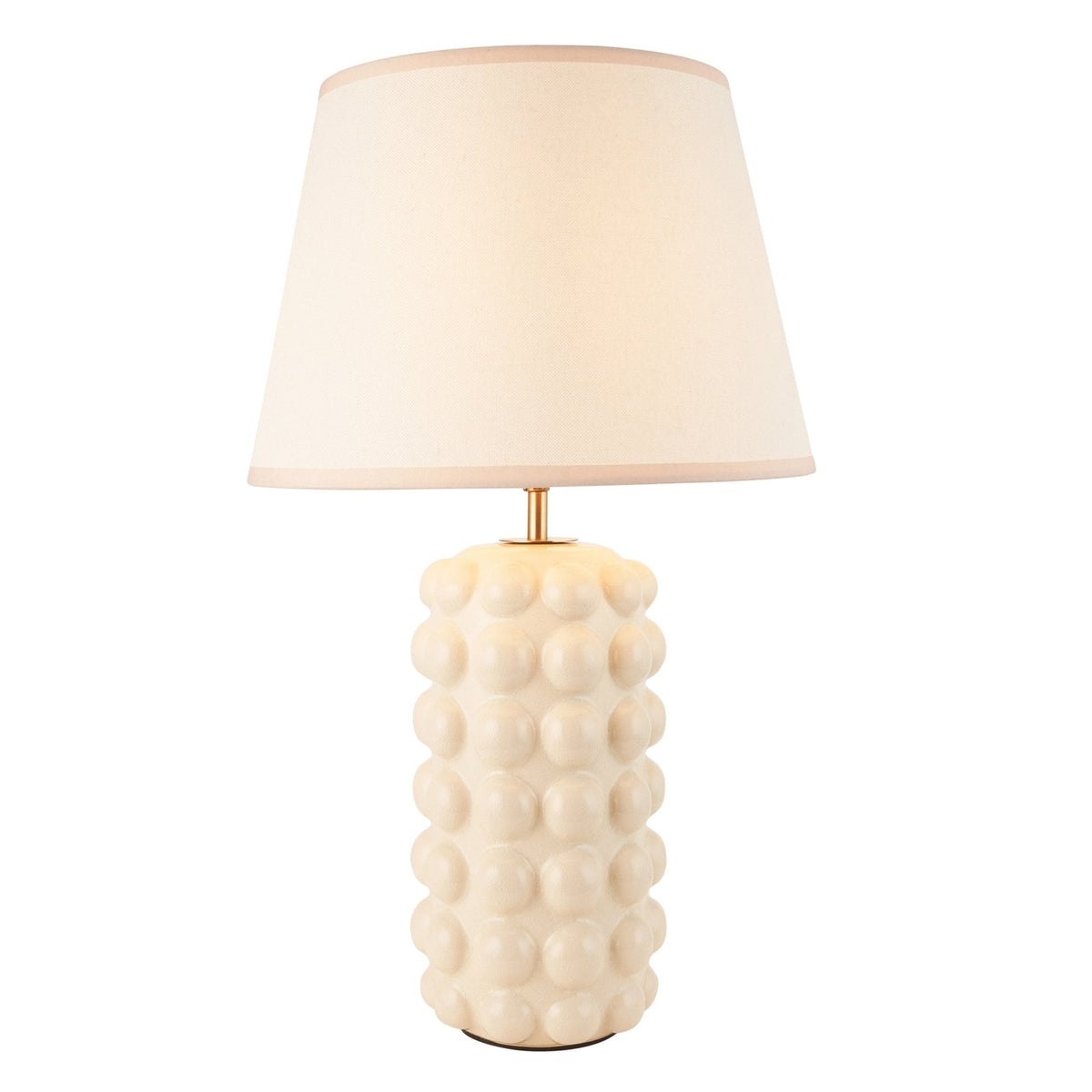 Bobble Ceramic Table Lamp in Gloss White with Ivy 35cm Vintage White Shade