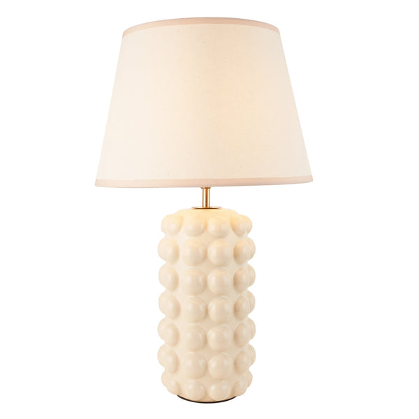 Bobble Ceramic Table Lamp in Gloss White with Ivy 35cm Vintage White Shade