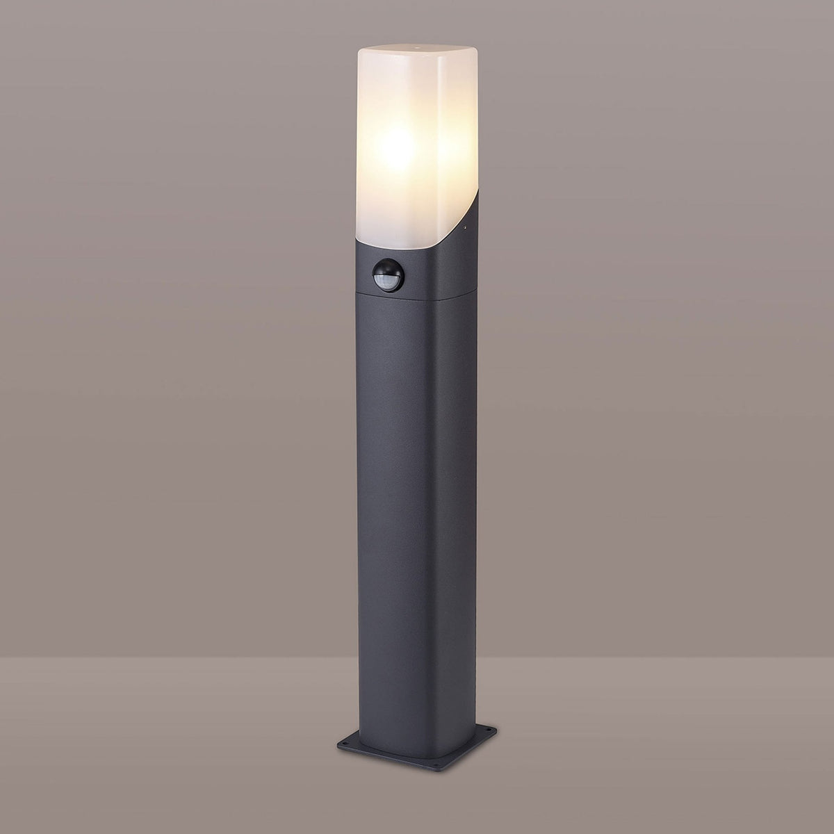 Aspatria PIR 60cm Exterior IP44 Post Light in Dark Grey with Opal Diffuser
