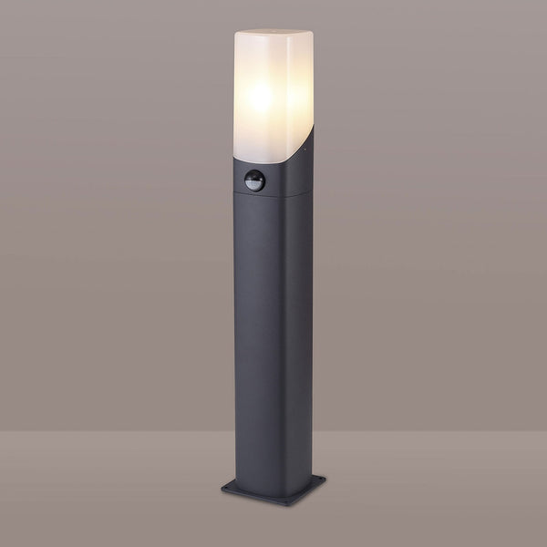 Aspatria PIR 60cm Exterior IP44 Post Light in Dark Grey with Opal Diffuser