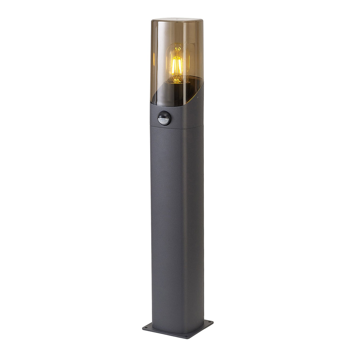 Aspatria PIR 60cm Exterior IP44 Post Light in Dark Grey with Smoke Diffuser