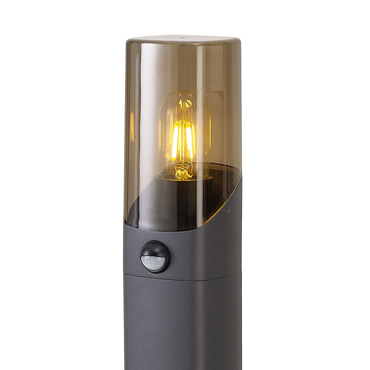 Aspatria PIR 60cm Exterior IP44 Post Light in Dark Grey with Smoke Diffuser