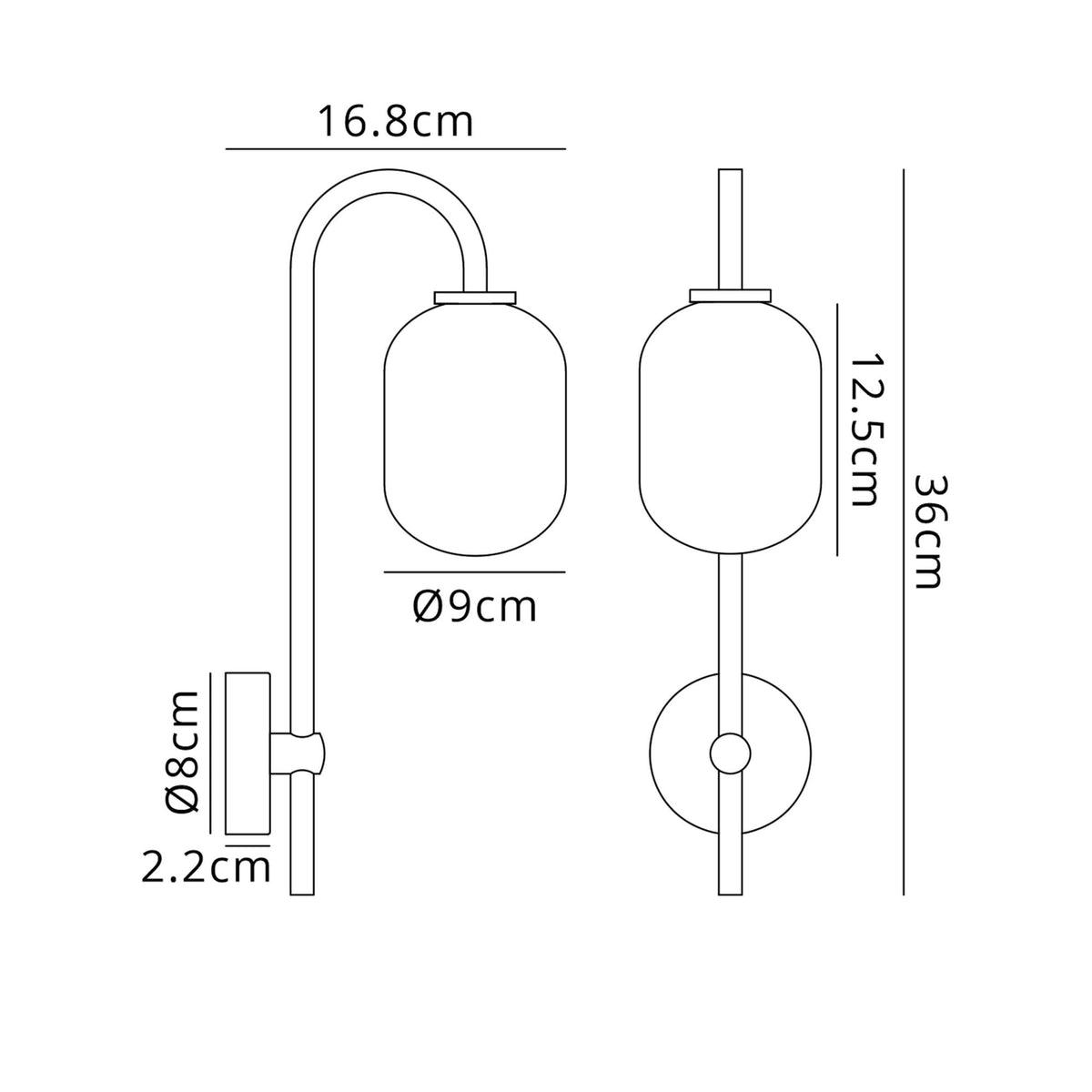 Tenterden Curved Arm IP44 Wall Light in Satin Black with Smooth Tubular Smoke Glass Diffuser