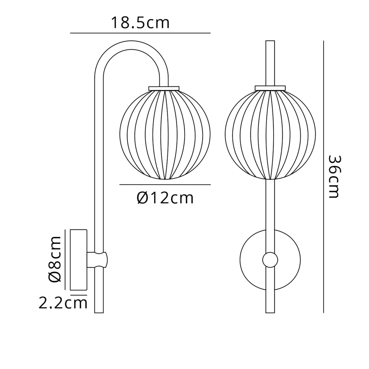 Tenterden Curved Arm IP44 Wall Light in Satin Black with Segment Round Opal Glass Diffuser