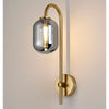 Tenterden Curved Arm IP44 Wall Light in Brass Gold with Smooth Tubular Smoke Glass Diffuser