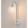 Tenterden Curved Arm IP44 Wall Light in Chrome with Ribbed Round Clear Glass Diffuser