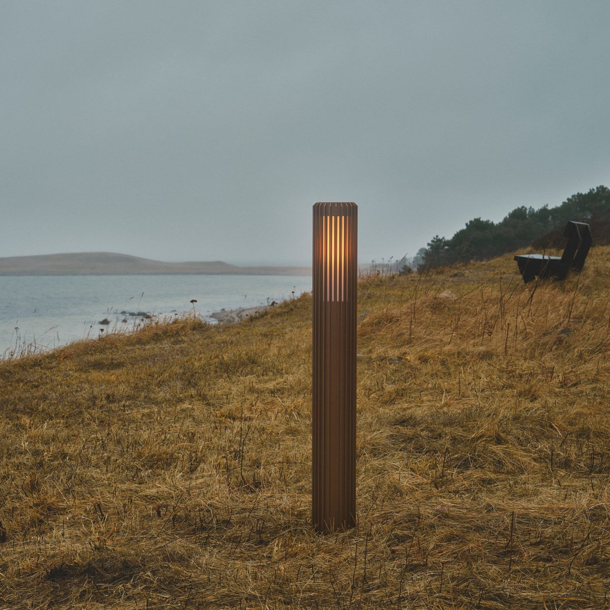 Aludra IP44 Coastal 95cm Bollard Light In Metallic Brown