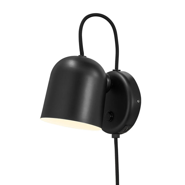 Angle Plugged Adjustable Wall Light in Matt Black