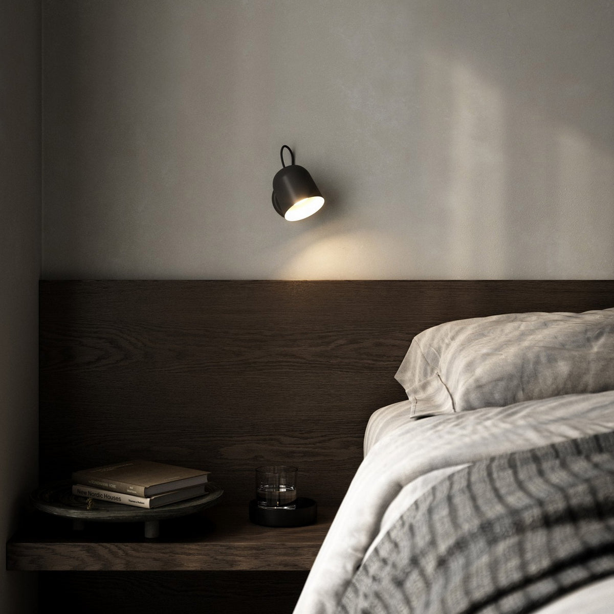 Angle Plugged Adjustable Wall Light in Matt Black