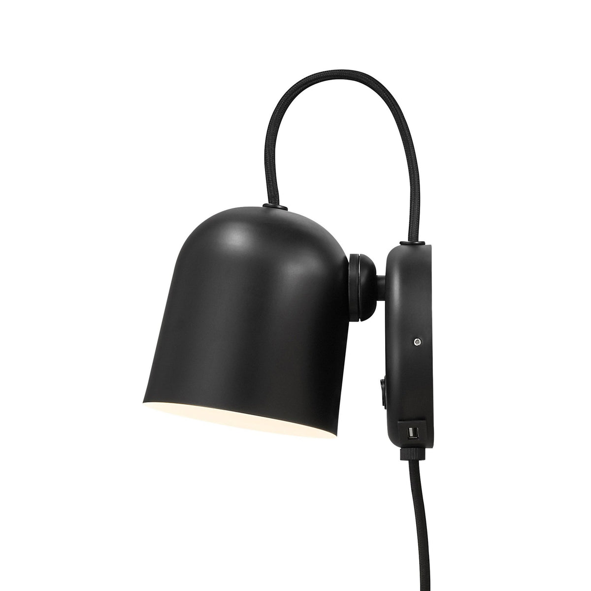 Angle Plugged Adjustable Wall Light in Matt Black