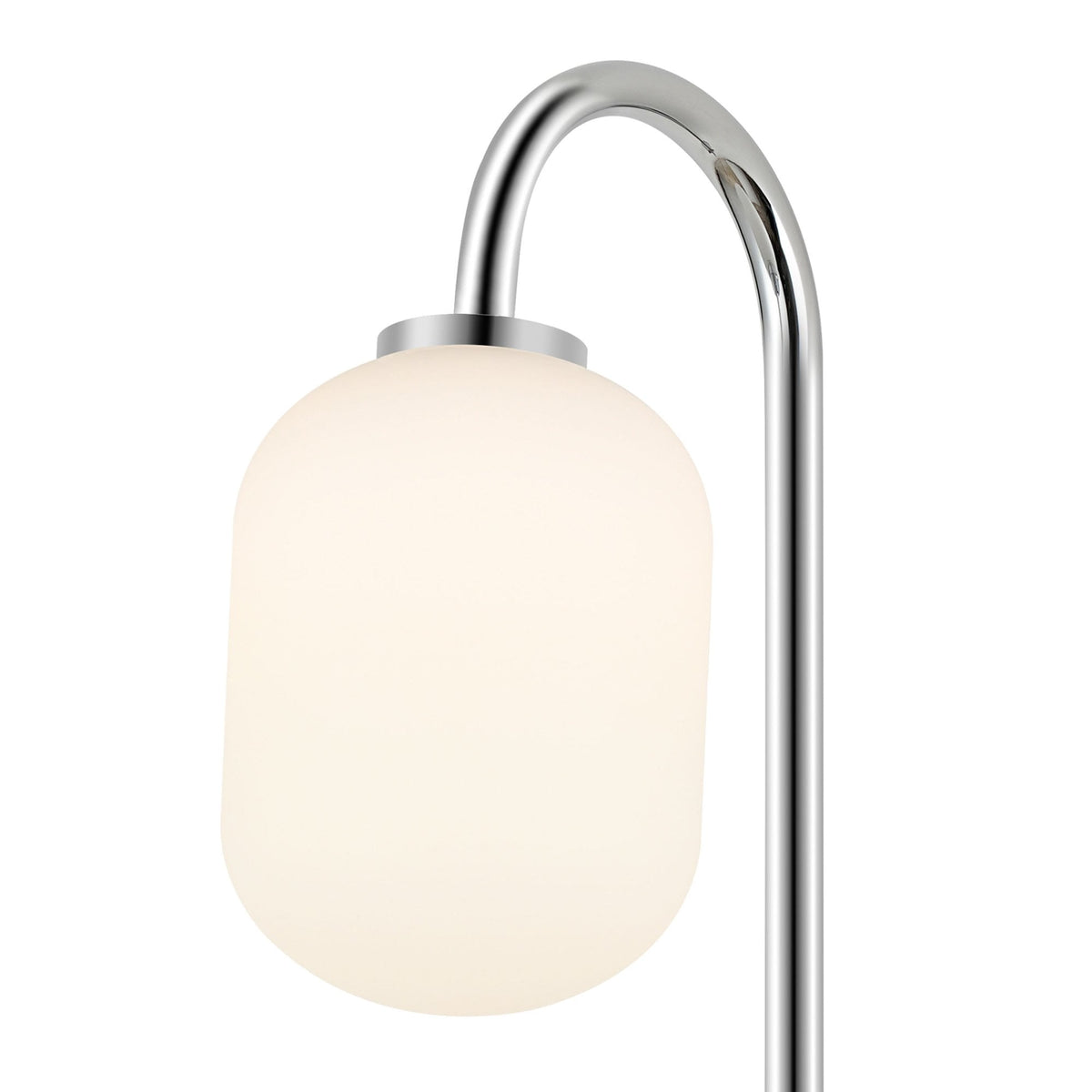 Tenterden Curved Arm IP44 Wall Light in Chrome with Smooth Tubular Opal Glass Diffuser