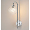Tenterden Curved Arm IP44 Wall Light in Chrome with Swirl Round Clear Glass Diffuser